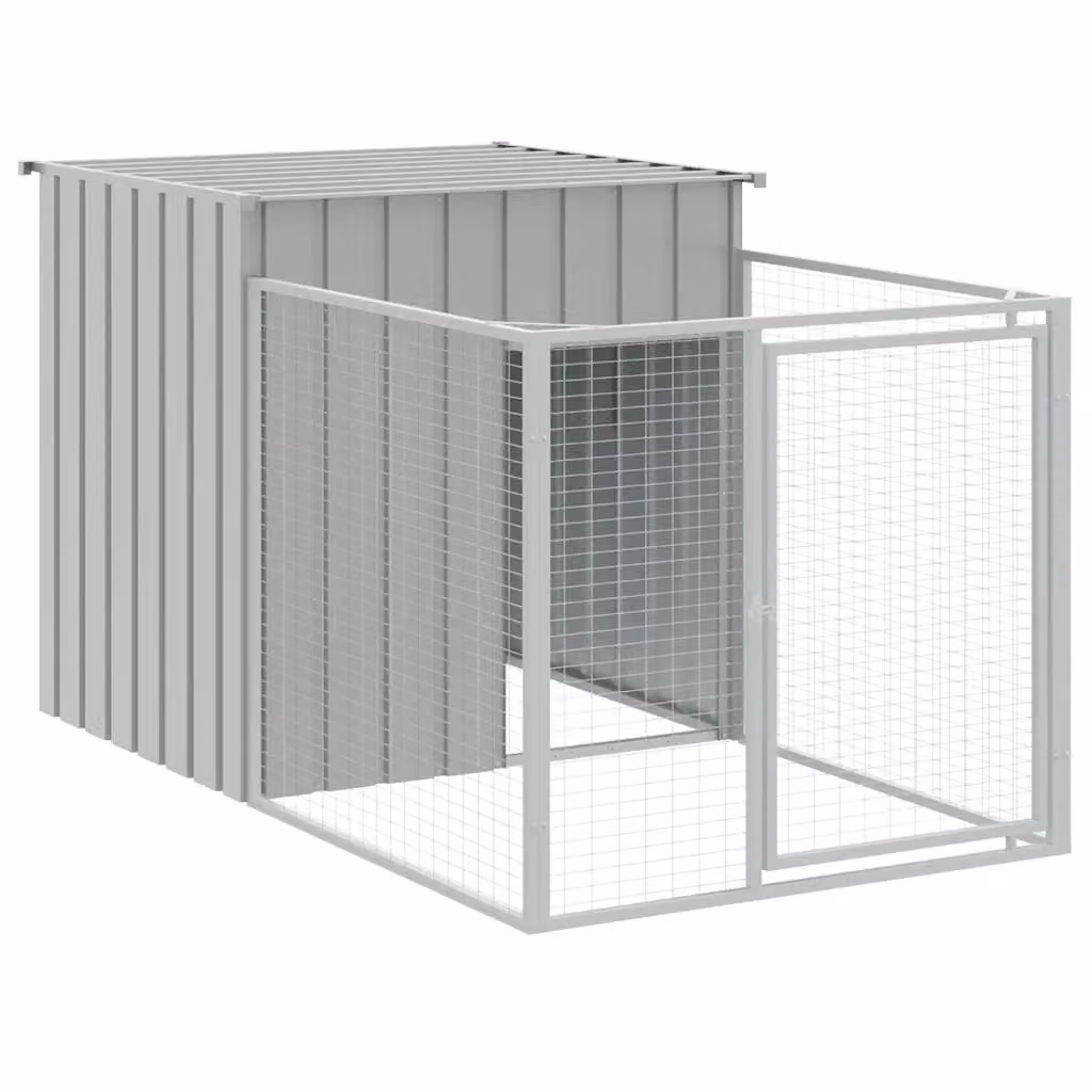 Cuccia per cani con recinto vidaXL in metallo grigio, resistente alle intemperie, L 201 x P 110 x H 110 cm – 2
