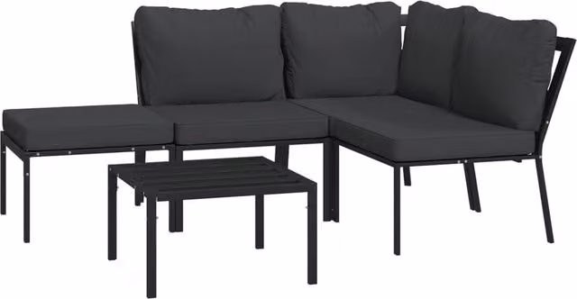 Set di mobili da giardino set da esterno 5 pezzi con cuscini grigio acciaio 02_0016379