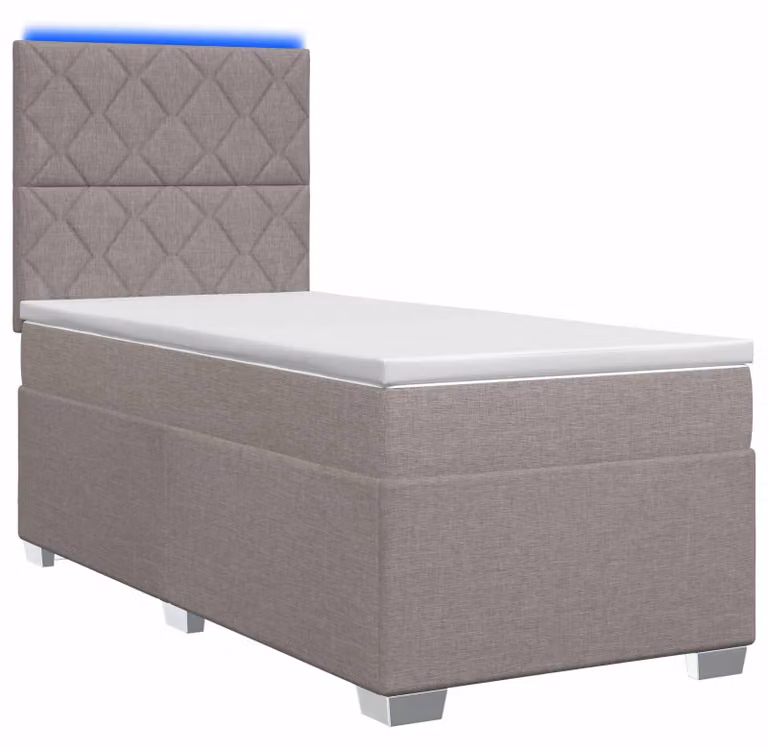 Letto a molle con materasso Taupe 100 x 200 cm in tessuto