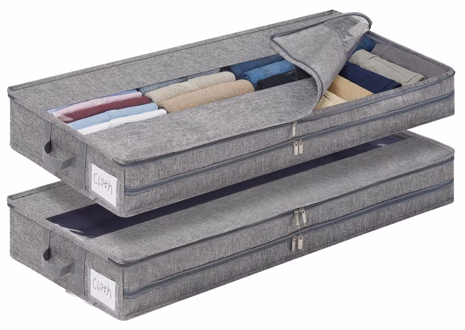 Contenitore portaoggetti da posizionare sotto il letto, dimensioni 85 x 40 x 12 cm, set da 2, ideale per la camera da letto