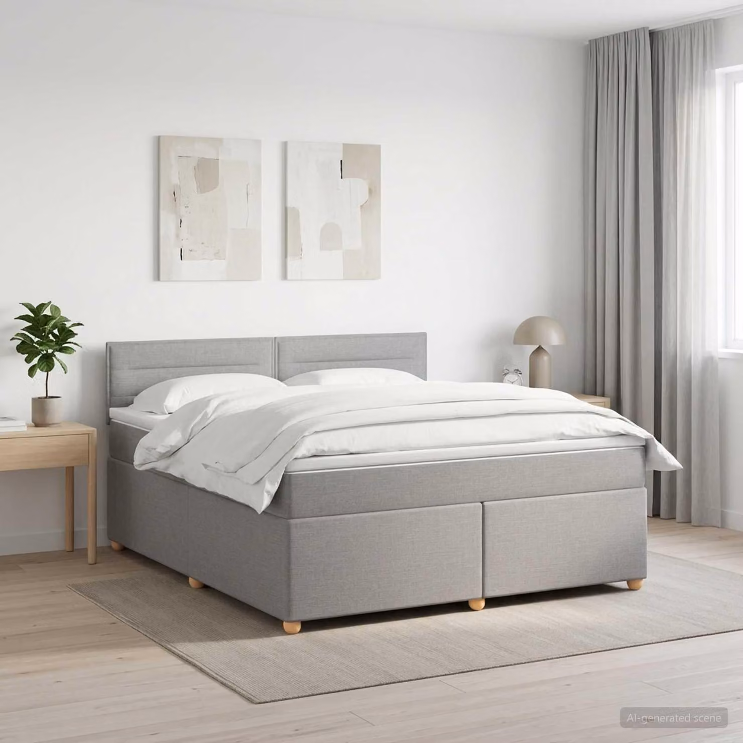 Maison Exclusive - Letto boxspring con materasso Grigio chiaro 140 x 190 cm Tessuto