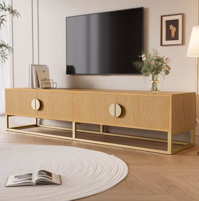 Mobile TV moderno 180x40x40 cm in MDF e truciolare effetto legno; colore legno