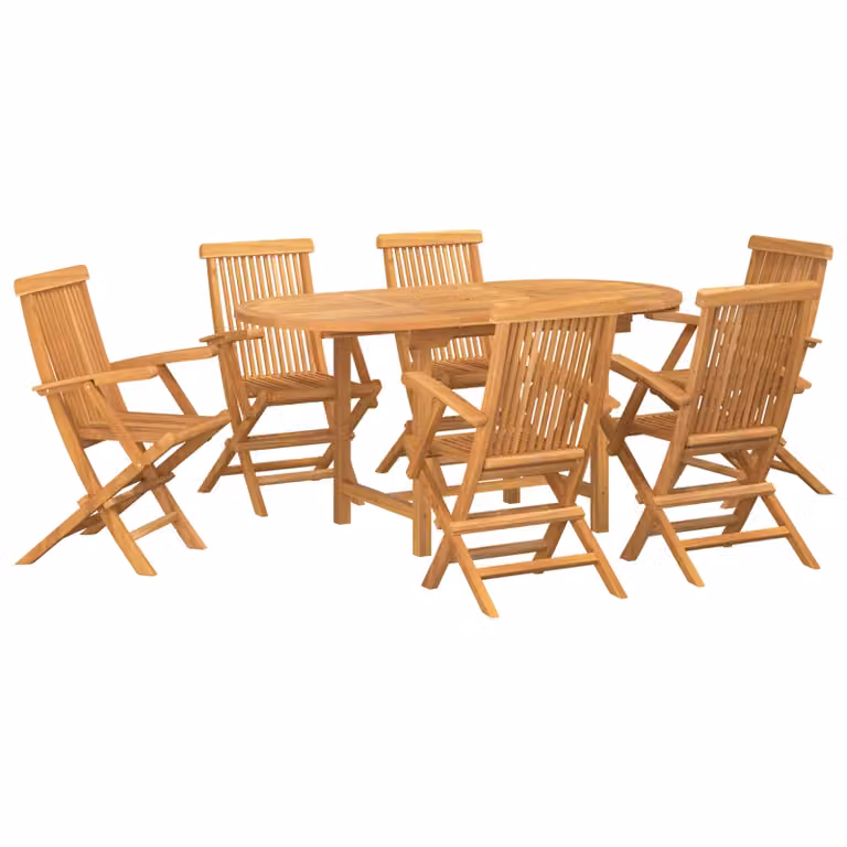 Set da pranzo per giardino e terrazza vidaXL in legno di teak massiccio marrone, 7 pezzi