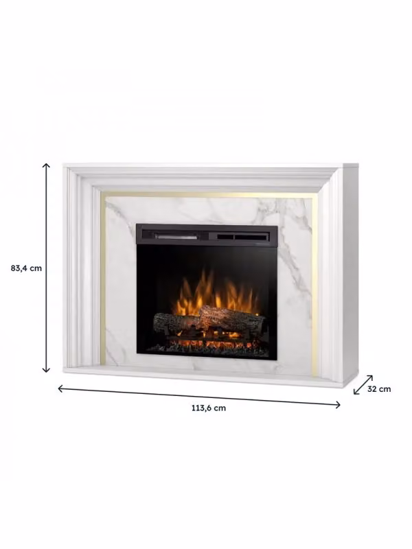 Caminetto Elettrico da Pavimento a Libera Installazione con LED Outinfire Bianco e Marmo Cristallo – 2