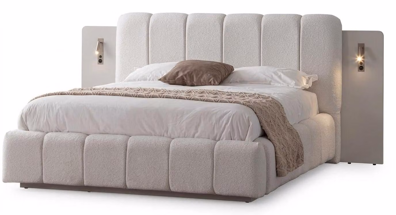Struttura letto moderna, beige, confortevole, morbida, semplice, ergonomica, robusta
