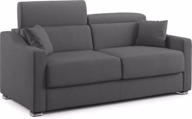 Divano letto matrimoniale Amber Divani.Store in tessuto smacchiabile antracite L: 211 cm, Materasso: 160 x 200 cm