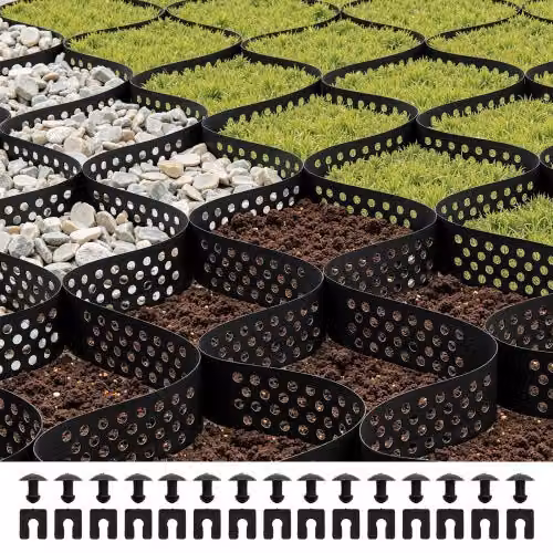 Griglia per ghiaia e stabilizzazione terreno VEVOR in plastica nera, L: 5200 cm, P: 2700 cm, H: 7,5 cm