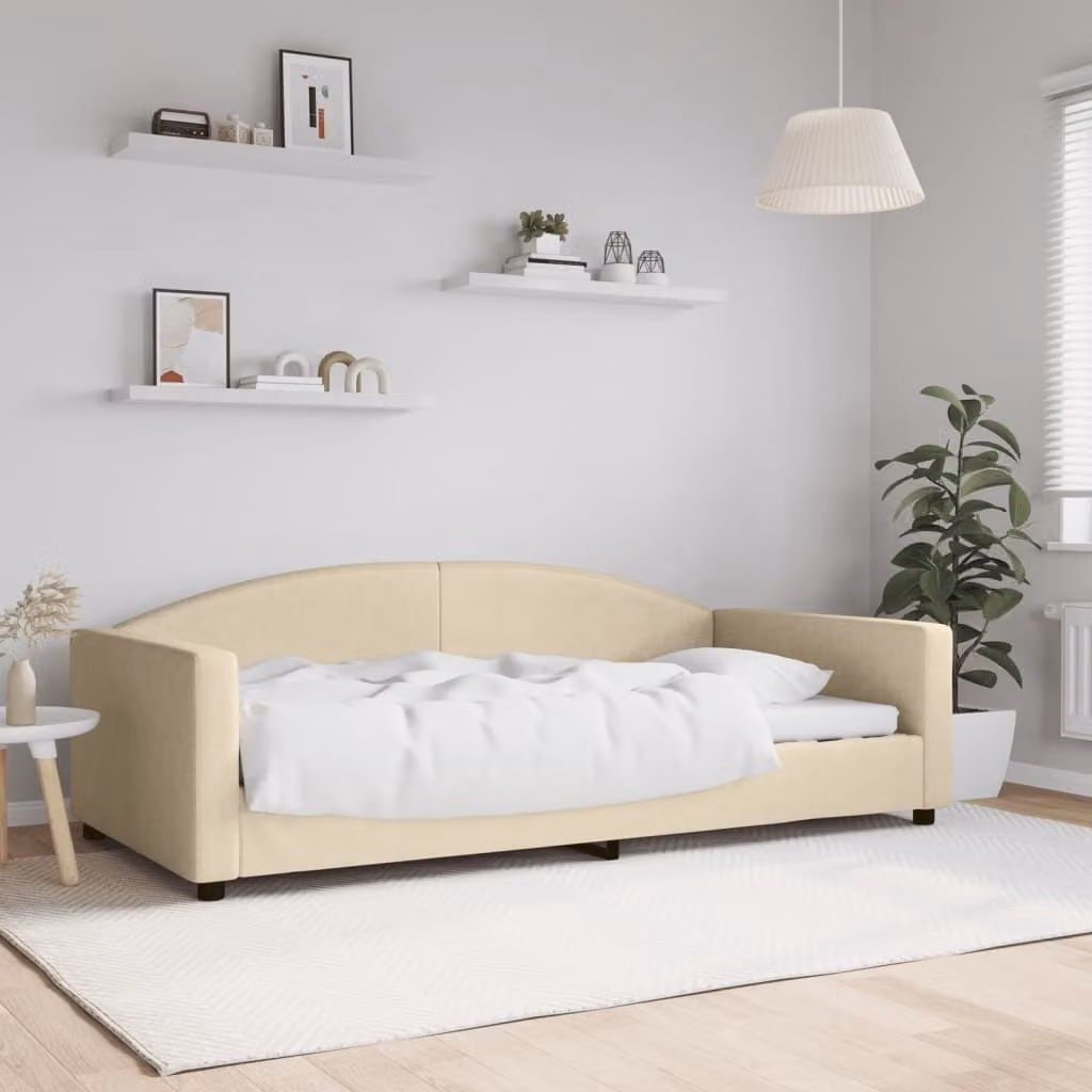 Maison Exclusive - Letto a giorno color crema, 100x200 cm, rivestito in tessuto