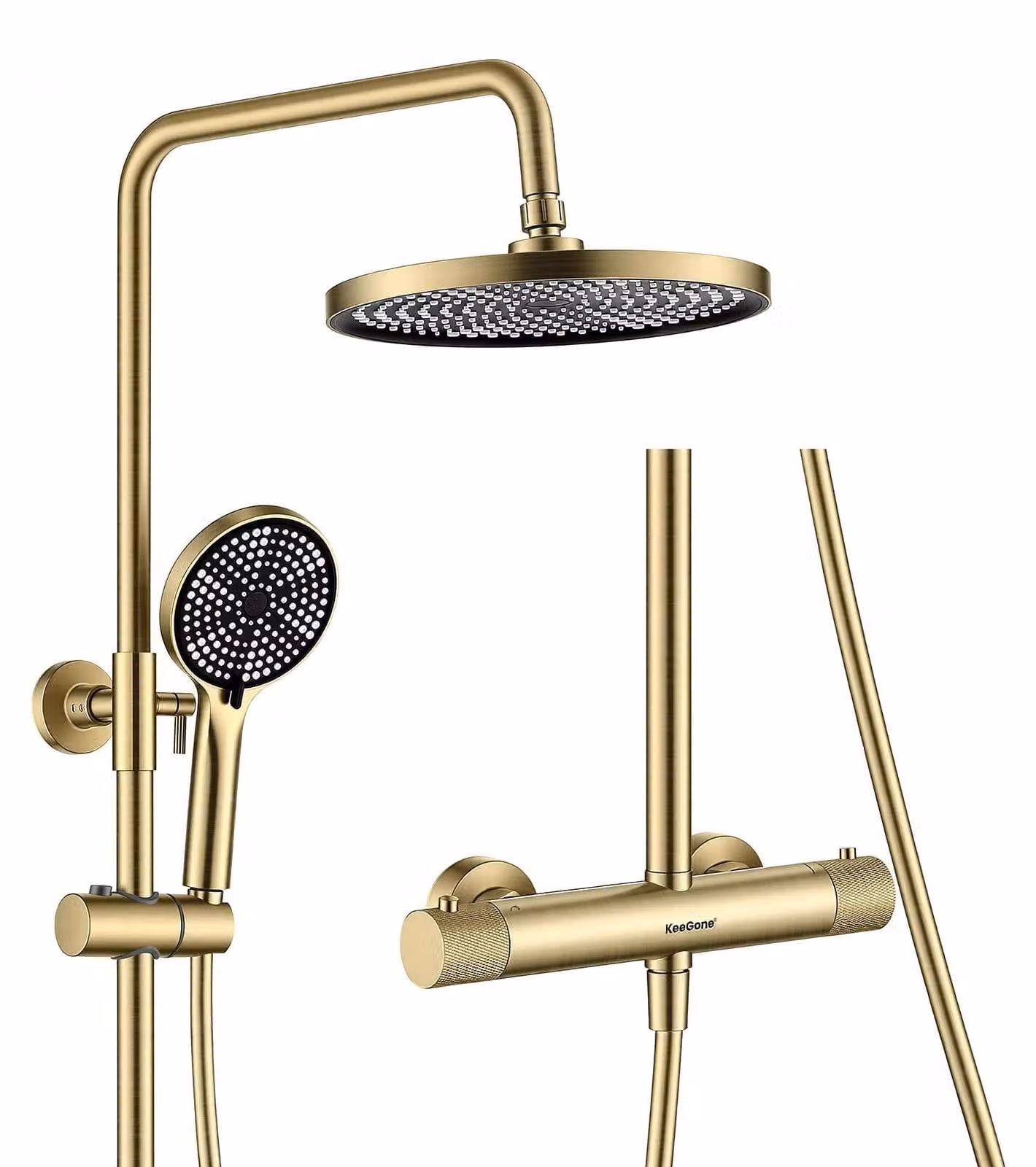 Set doccia termostatica - Acciaio inossidabile - 25 cm - Altezza regolabile - 3 tipi di getto
