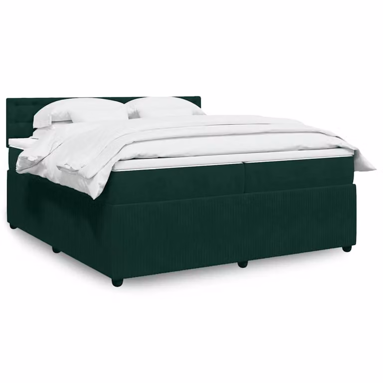 vidaXL Letto Ibrido con Giroletto a Molle e Materasso in Velluto Verde, L/P: 200 x 200 cm