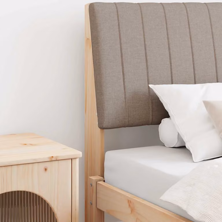 Testiera imbottita Talpa vidaXL in pino massello, colore beige, larghezza: 100 cm
