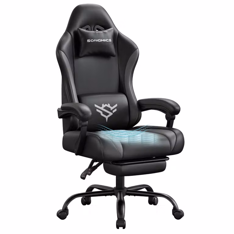 Sedia gaming ergonomica reclinabile con poggiapiedi e supporto lombare