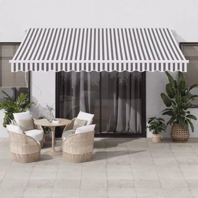 Tenda Retrattile Automatica con LED vidaXL, Colore Antracite e Bianco, L: 400 cm x P: 350 cm