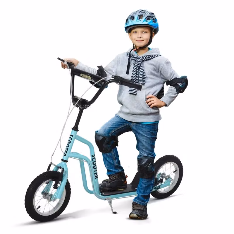 Monopattino per bambini blu con manubrio regolabile e pneumatici da 12 pollici in metallo – 2