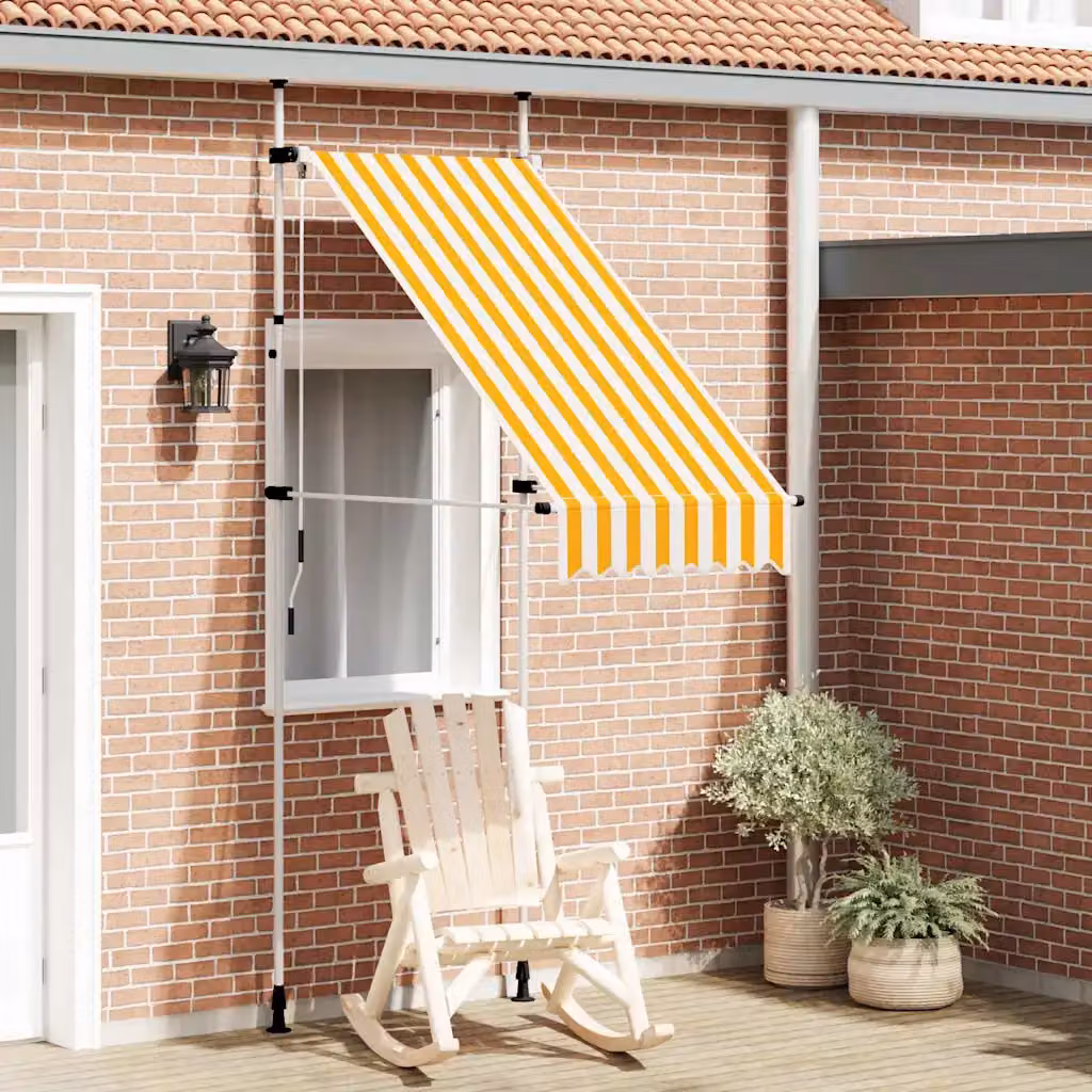 vidaXL Tenda da Sole Retrattile Manuale con Bracci Pieghevoli in Acciaio e Tessuto in Poliestere, Strisce Arancio e Bianche, L: 120 cm, P: 300 cm, H: 100 cm
