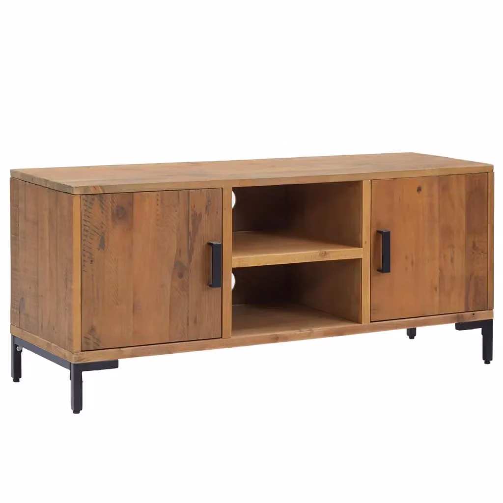 Mobile TV industrial vidaXL in legno di pino marrone L: 110 cm, P: 35 cm, H: 48 cm – 2