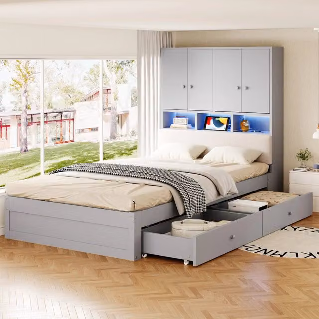 letto in legno grigio 90 x 200 cm