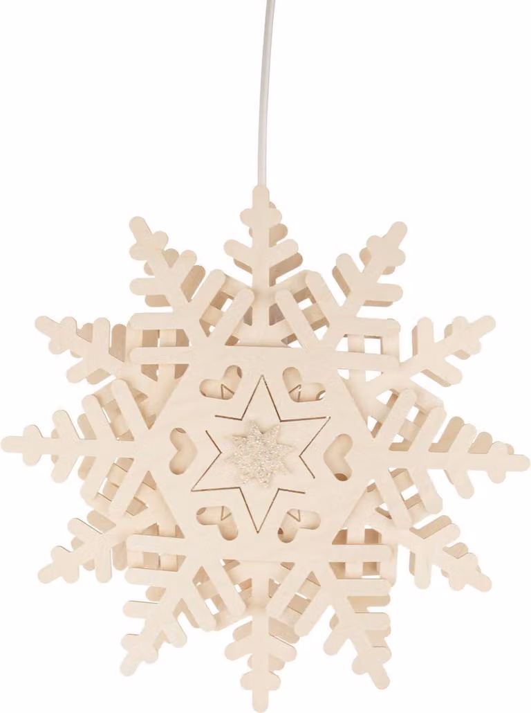Decorazione da finestra "Cristallo di neve" con illuminazione elettrica, colore naturale, LxAxP 29x29x8 cm, NUOVA