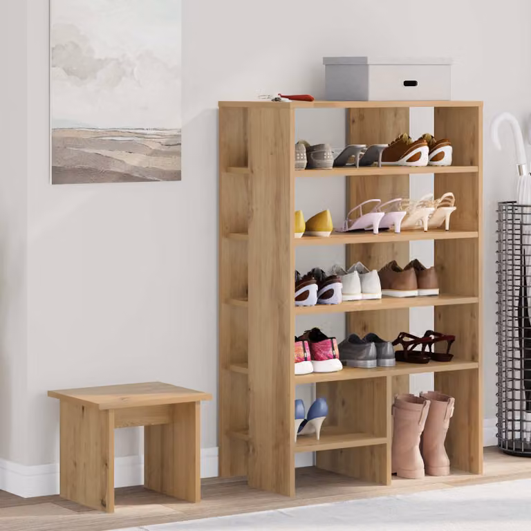 Set di 2 mobili porta scarpe moderni vidaXL in legno marrone con seduta integrata L 62 cm x P 35 cm x H 100 cm