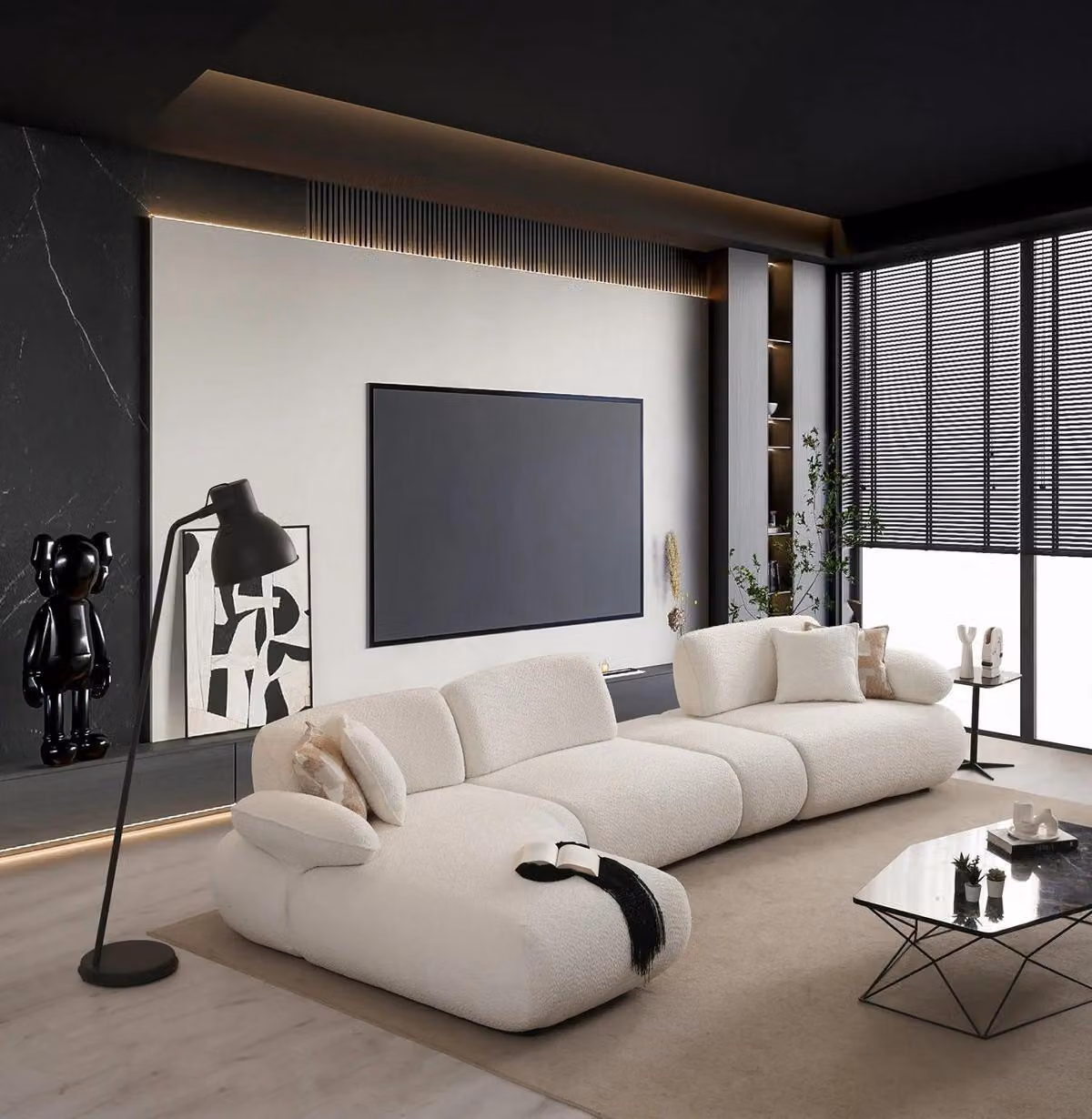 Edles Stoffsofa Weißes Ecksofa Moderne Wohnzimmer Textilcouch