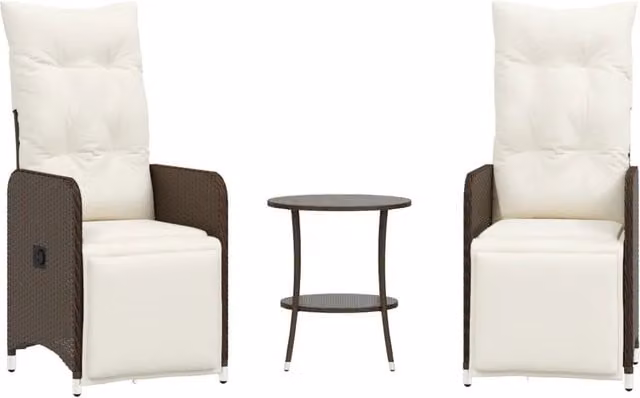 Sedie da Giardino Reclinabili 2 pz | Sedie da Esterno con Tavolo Polyrattan