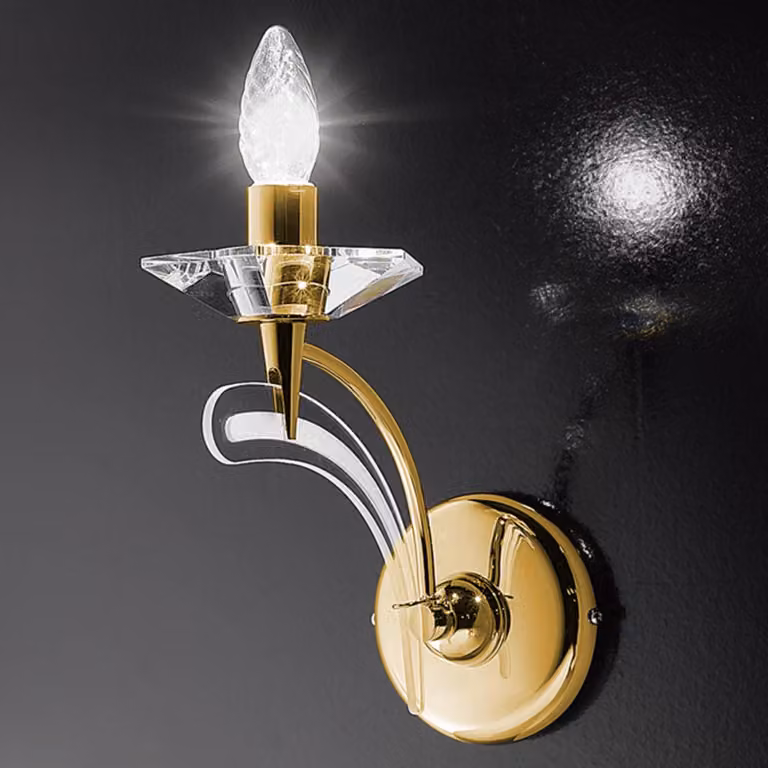 Metallux Applique da parete di design ICARO, dimmerabile, Ottone / Oro, Soggiorno / Sala da pranzo, Metallo, Applique