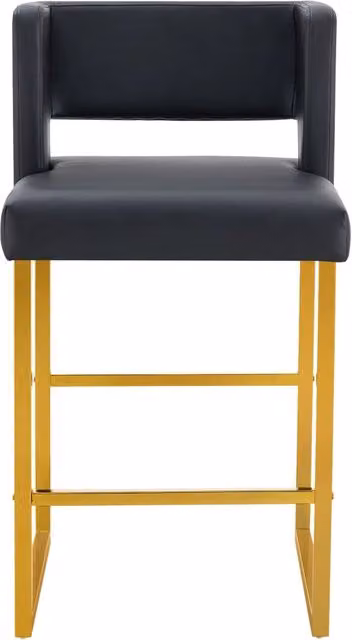 Sgabelli da bar 48x53,3x91,4 cm nero e oro in PU, set da 2, stile nordico