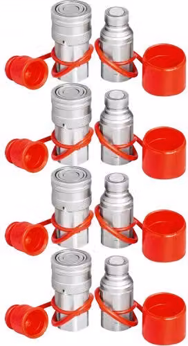 Set di 4 accoppiatori idraulici a connessione rapida VEVOR in acciaio inossidabile argento, NPT 1/2", pressione massima 4000 PSI e portata 45,5 L/min per uso industriale