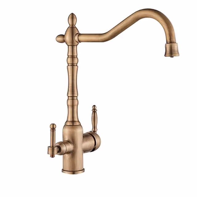 Rubinetto cucina retro ottone spazzolato filtro a tre vie ARETHE