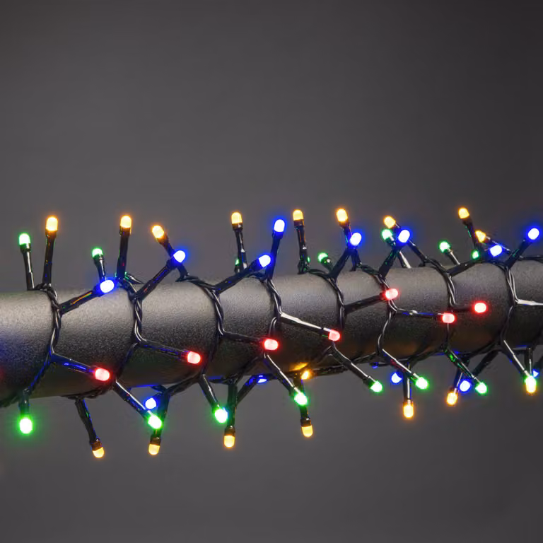 Konstsmide, micro luci LED compatte, con vetro opaco, 1500 diodi colorati, 30V, per uso esterno (IP44), cavo nero - 3871-530