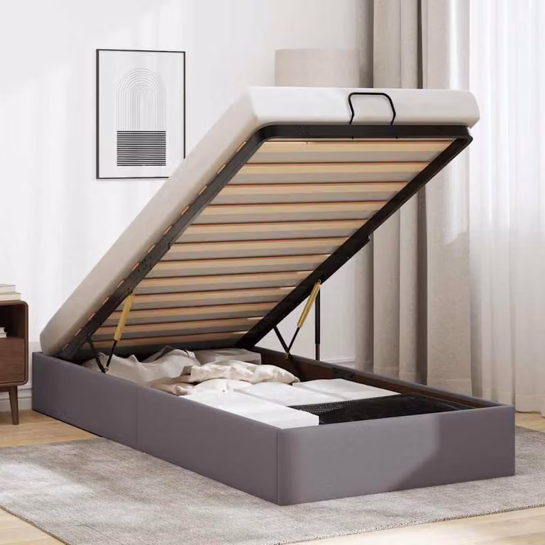 Struttura Letto con Contenitore a Sollevamento vidaXL in Similpelle Grigia L: 203 cm, P: 140 cm, H: 100 cm