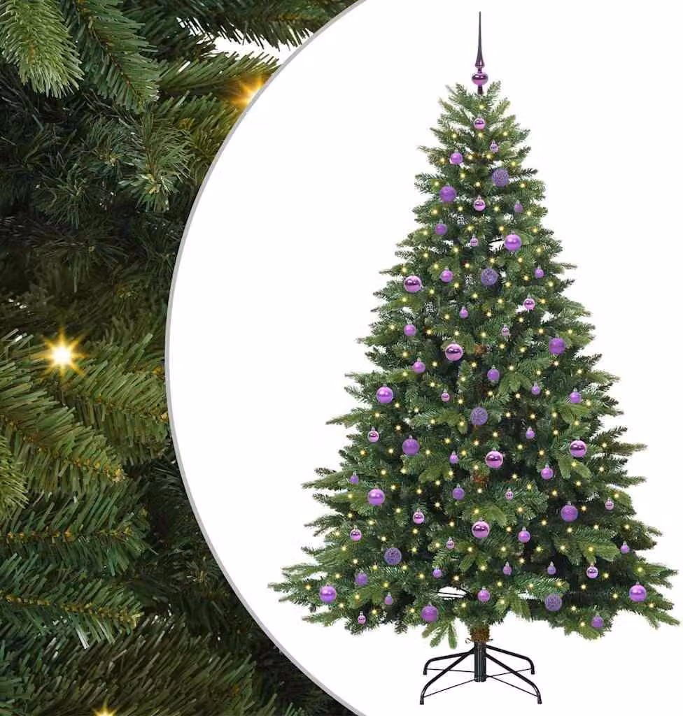 Albero di Natale artificiale con 300 LED Verde 210 cm PE e PVC