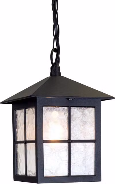 Lampada sospesa esterna Elstead Winchester nera con vetro trasparente e attacco E27