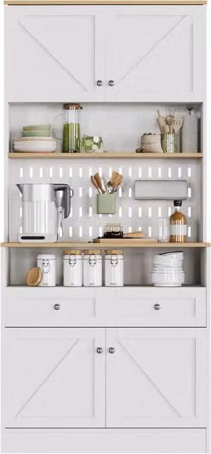 Credenza Chicfurn Bianca con 4 Ante e Ripiani Interni per Cucina, Sala da Pranzo o Soggiorno, L/P/H: 80 x 40 x 175 cm