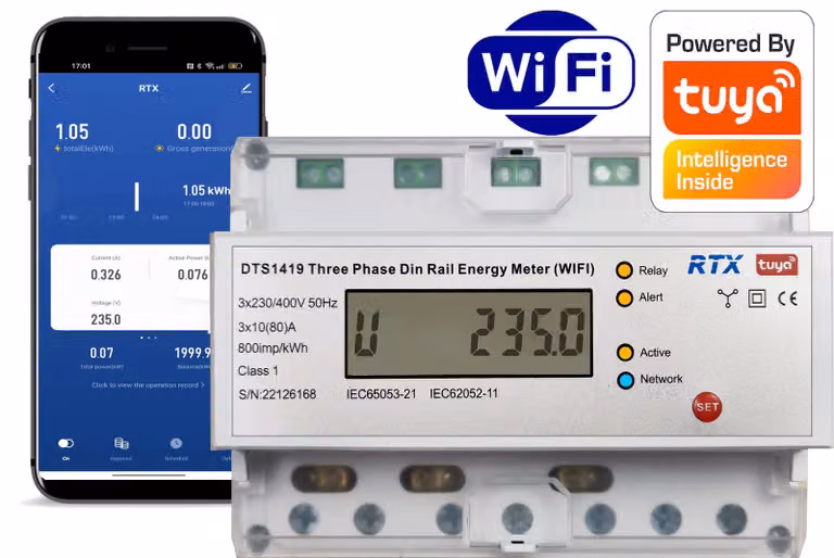 contatore di elettricità trifase fino a 80A TUYA WiFi Contatore di energia fotovoltaica a 2 vie