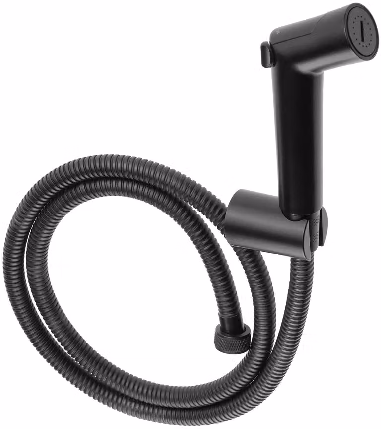 Set bidet, modello a punti, con supporto per doccetta nera, set bidet