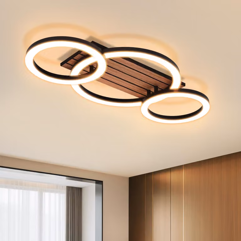 ZMH lampada a soffitto LED soggiorno lampada soffitto 58CM lampada soggiorno effetto legno moderno 3 anelli 3000K lampada 21W per illuminare soggiorno