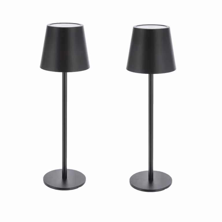 Lampada da tavolo a batteria in metallo XL, 2 pezzi, nera, con funzione touch, 3 tonalità di bianco, dimmerabile, lampada da comodino, lampada da scrivania