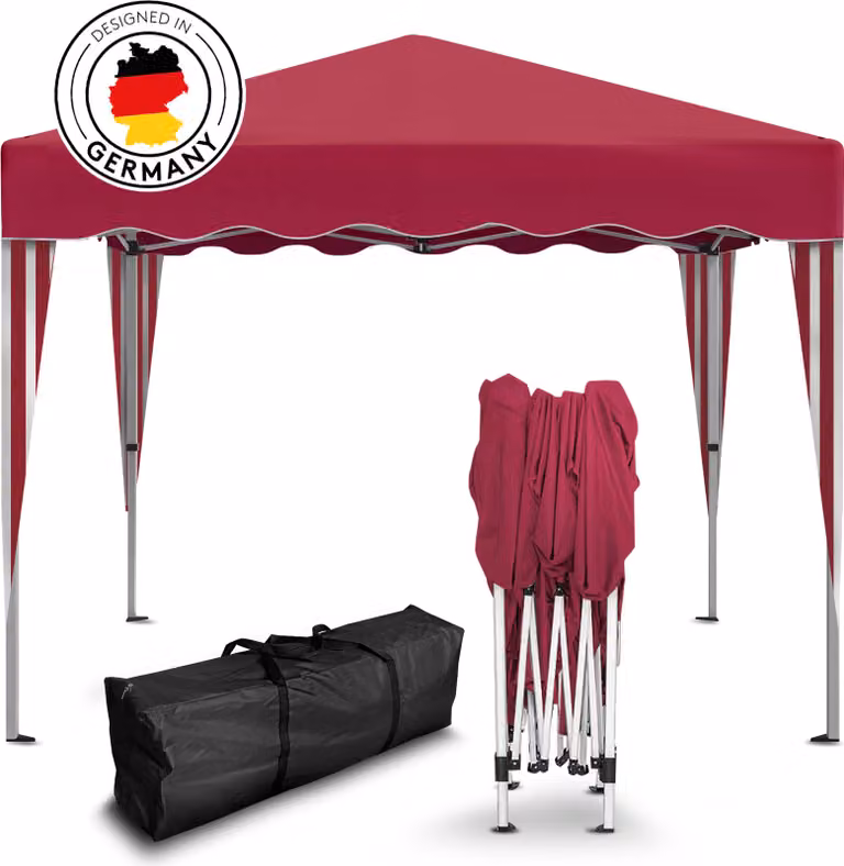 Gazebo pieghevole Kronenburg 3x3 m - Impermeabile, protezione UV 50+, senza pareti laterali, rosso