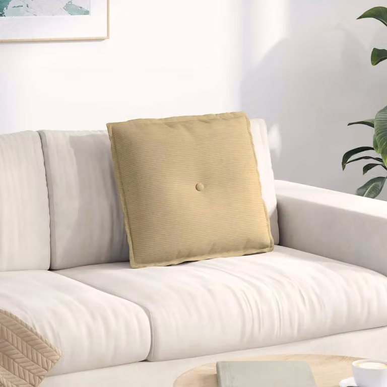 Cuscino per schiena vidaXL in tessuto a coste, Grigio Verde Giallo, L 50 cm x P 45 cm