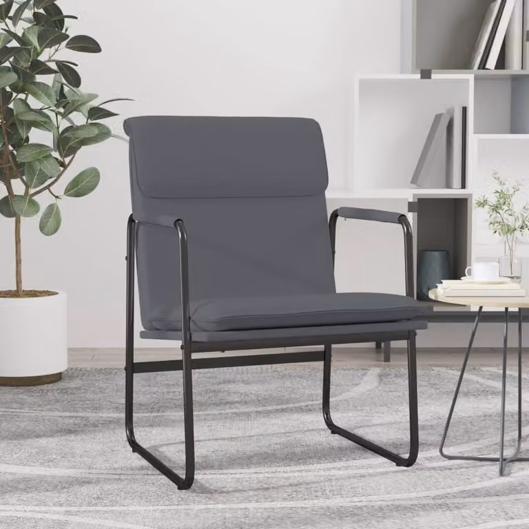 The Living Store Sedia lounge grigia 55x64x80 cm in Pelle finta