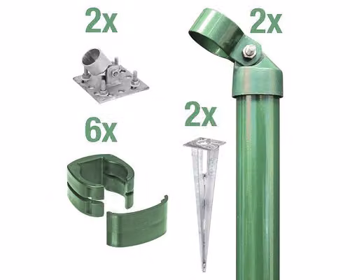 Alberts 602253 Set di angoli di recinzione per rete elettrosaldata Fix-Clip Pro®, zincato-fosfatato verde, presa a terra per l'inserimento, altezza recinzione 1020 mm