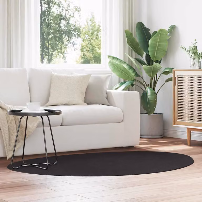 Tappeto moderno vidaXL HUARTE nero in poliestere, lavabile e antiscivolo, L 120 x P 170 cm