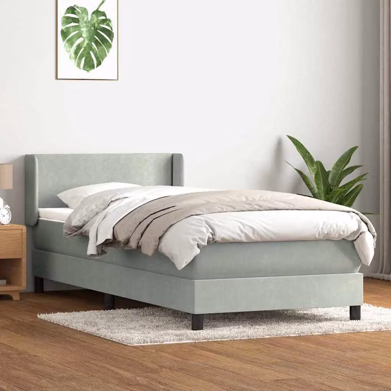 Maison Exclusive - Giroletto a Molle con Materasso Grigio Chiaro 80x210 cm Velluto