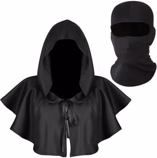 Cappotto nero con cappuccio - Modello leggero e comodo - Mascherina inclusa