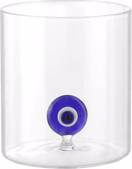 Bicchiere per acqua in vetro borosilicato trasparente Kasanova con decorazione occhio greco da 350 ml