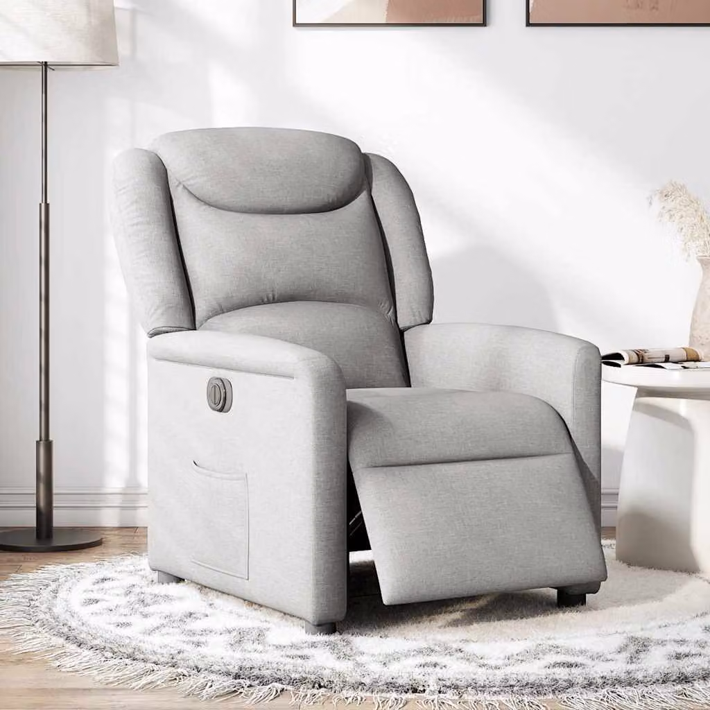 vidaXL Poltrona Elettrica Reclinabile Grigio Nuvola in Tessuto