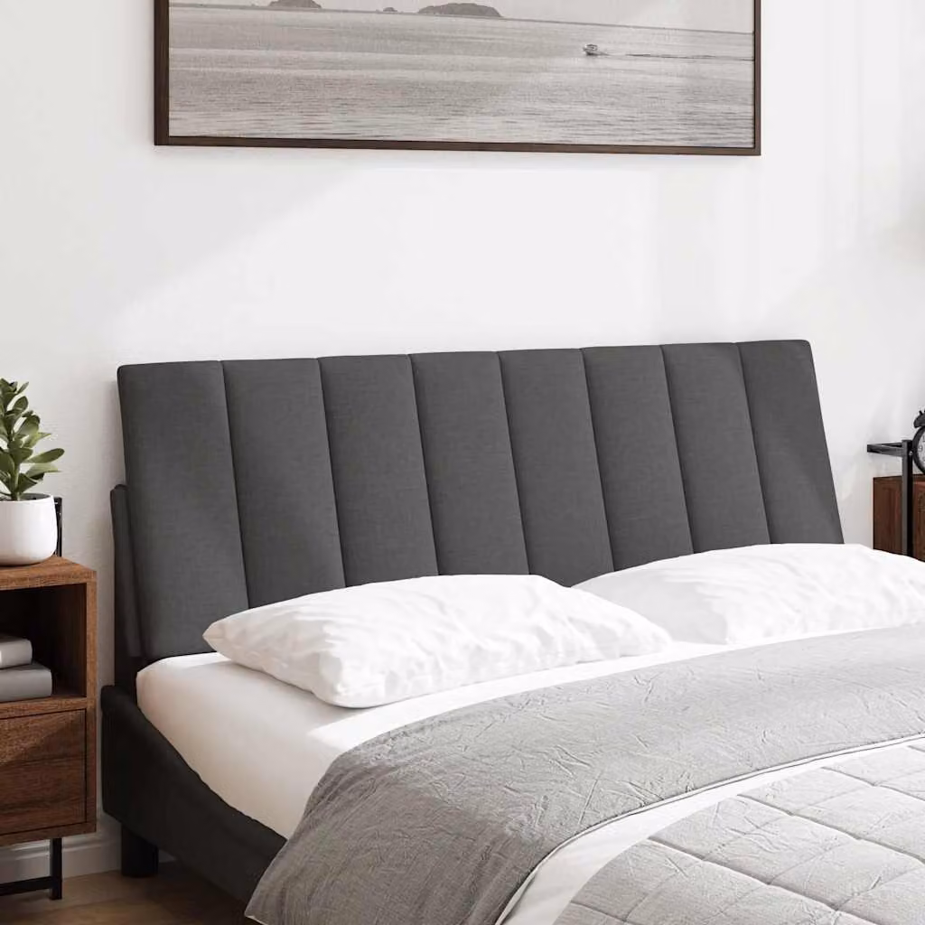 vidaXL Cuscino Testiera Hanko Grigio Scuro 140 cm in Tessuto