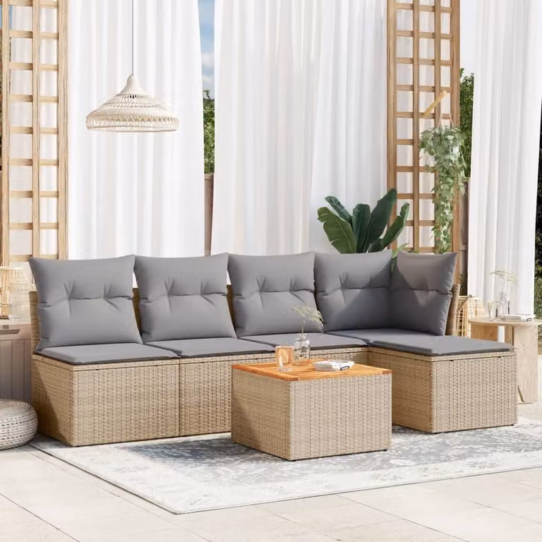 Maison Exclusive - Set Divano da Giardino 6 pz con Cuscini Beige Misto Polyrattan