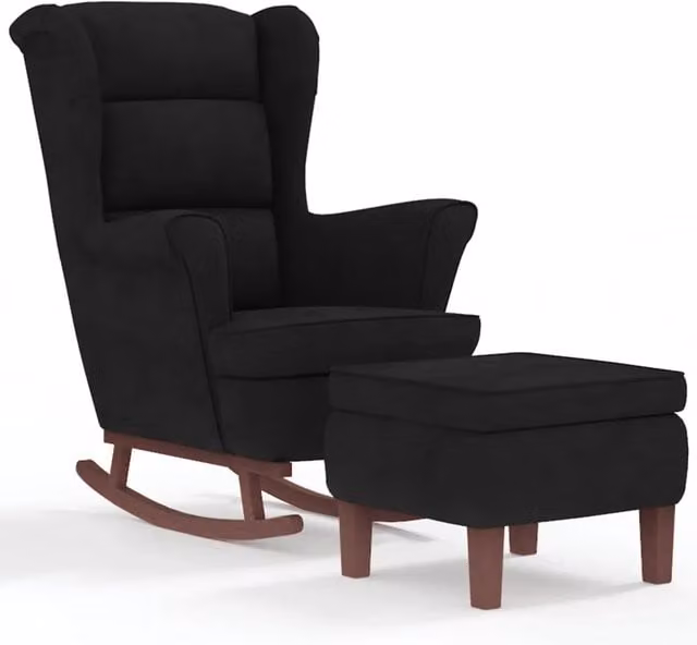 Sedia a dondolo con schienale alto in velluto nero CFW6868339